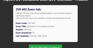 Training For the VSphere 6.5 Foundations Exam